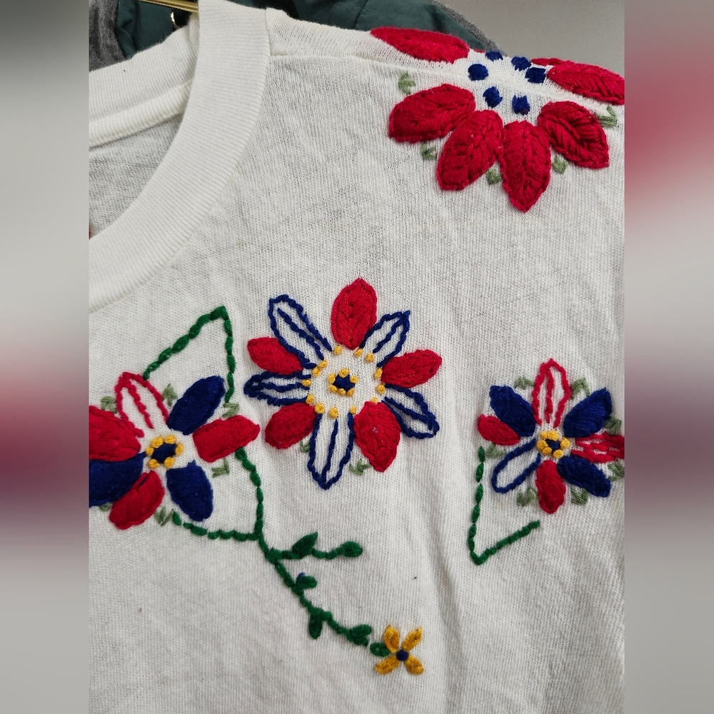 NWOT Free People Petal Stitch Tissue Tee - cream combo - Picture 7 of 7